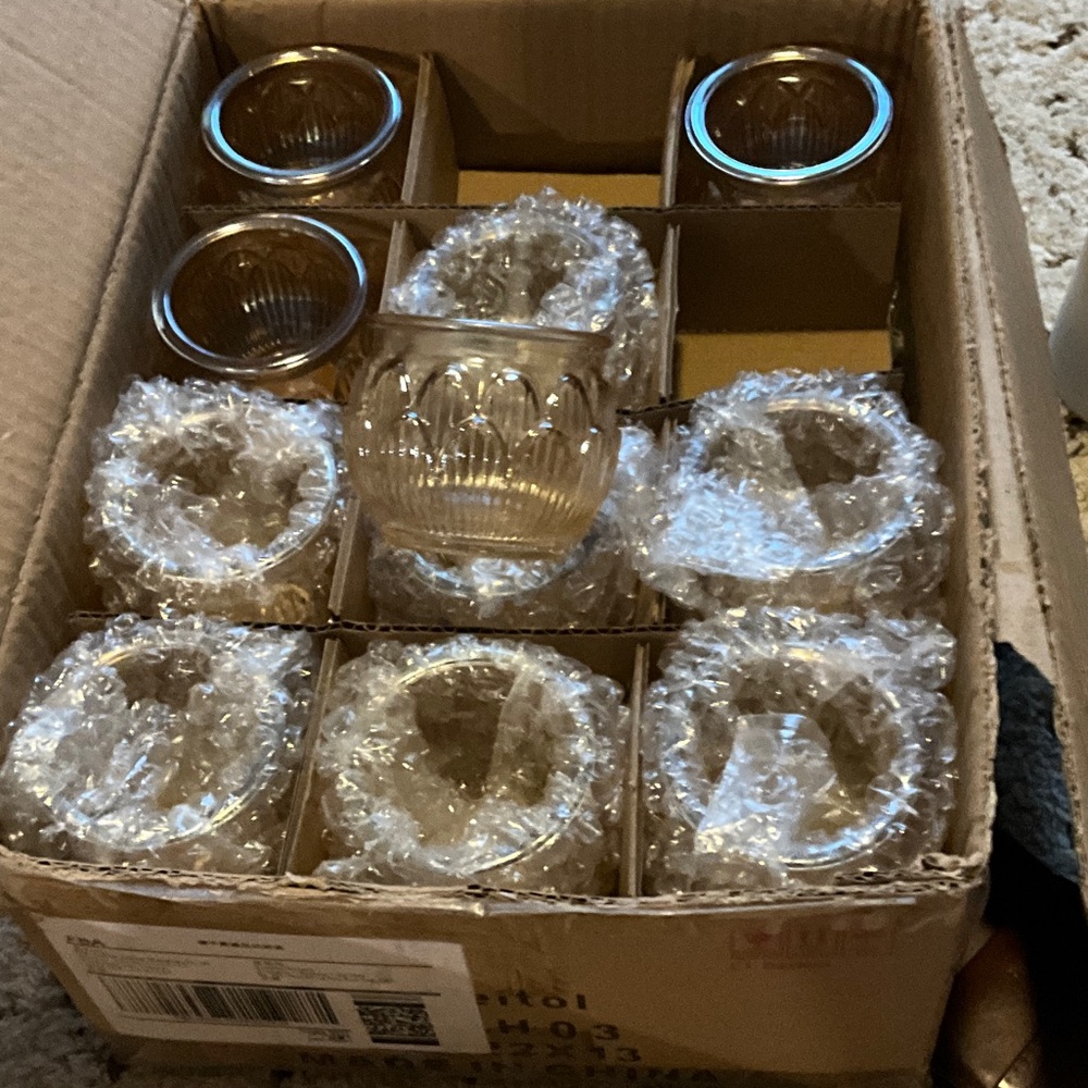 Set of 24 Vintage Amber Glasses